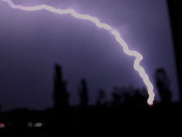 Thunderstorm at night with lightning